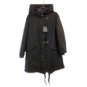 NEW Fay Women's Parka Coat Black Toggle Hood Flap Pocket Virgin Wool Medium